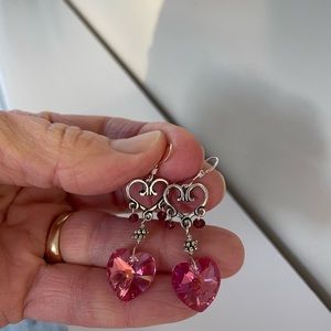 Swarovski crystal heart earrings.